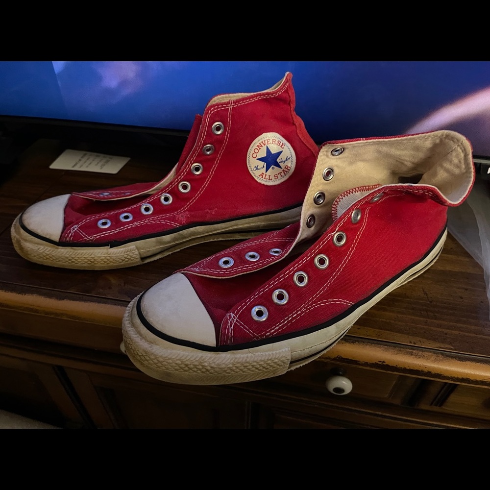Vintage Red Converse High Tops Size 10